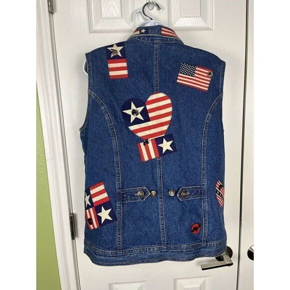 Y Not Sportswear American Flag Women’s Denim‎ Vest Size Small - Picture 6 of 9